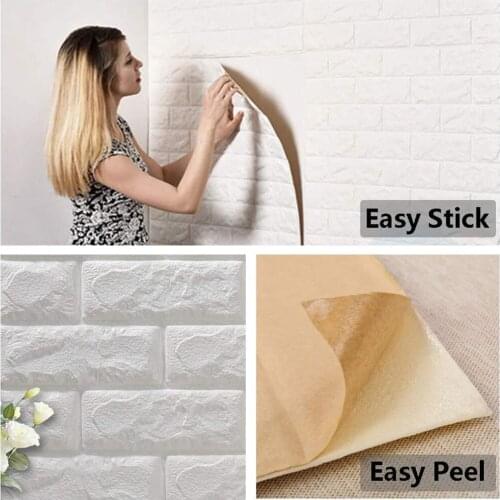 70*77cm 3D Brick Wall Sticker DIY Self-Adhesive Decor Foam Waterproof Covering Wallpaper For Kids Room Kitchen Stickers