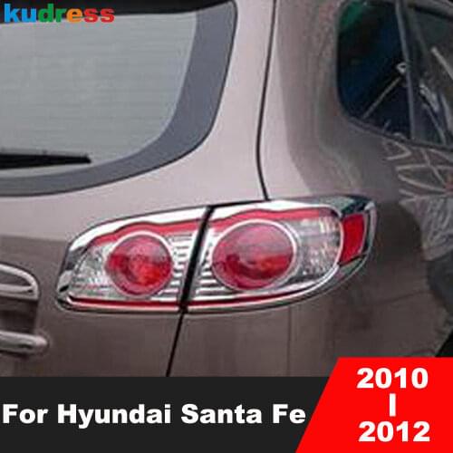 For Hyundai Santa Fe 2010 2011 2012 ABS Chrome Rear Light Lamp Cover Trim Taillight Frame Trims Car Styling Accessories 4pcs