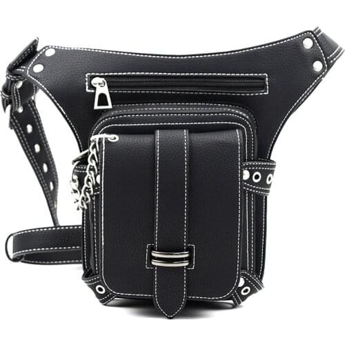 Biker Men Leather Drop Leg Bags Waist Pack Crossbody Bag Fanny Pack Belt Hip Bum Travel Riding Motorcycle Messenger Shoulder Bag