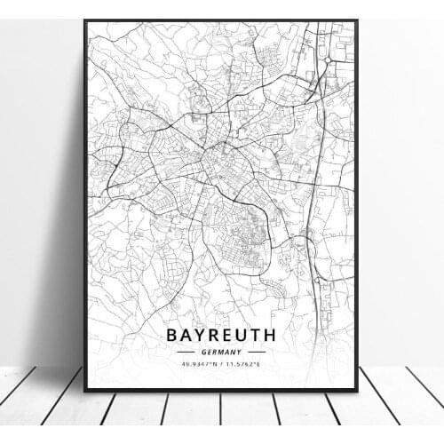 Bayreuth Chenmitz Siegen Halle Gutersloh Berlin Germany Canvas Art Map Poster