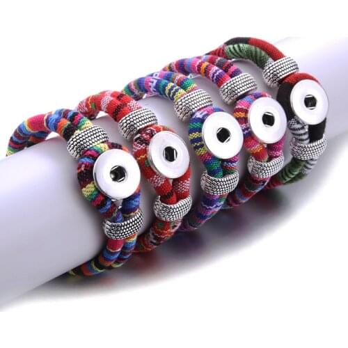 Boom LIfe 2019 New Snap Jewelry Handmade Braided Leather Snap Bracelet Bangles fit 18mm Snap Button DIY Ginger Charm Bracelet