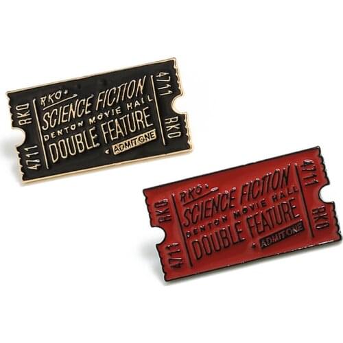 Punk Black Red Enamel Brooch Rocky Horror Movie Ticket Badges Lapel Pins Denim Backpack Button Pin Film Jewelry Accessories Gift
