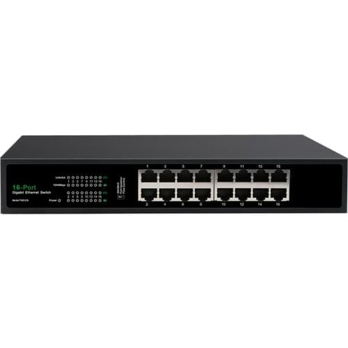 DIEWU 16 Ports Fast Gigabit Switch 10/100/1000Mbps RJ45 Port Support VLAN for Desktop Laptop Printer