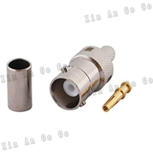 Cheap BNC female crimp RF connector BNC female crimp Jack for RG58 RG142 LMR195 coaxial cable fast ship
