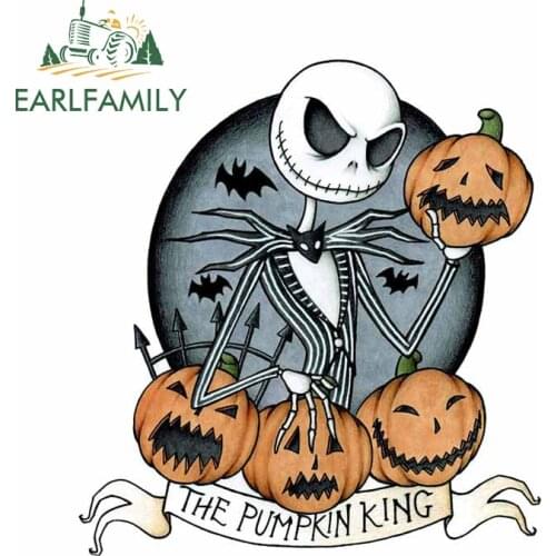 EARLFAMILY 13cm x 12.1cm For Halloween Pumpkin Decal Anime Car Stickers Occlusion Scratch Car Door Protector for VAN JDM RV