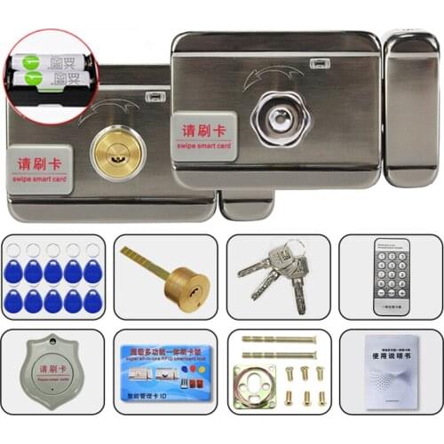 Electric Rim Lock Electric Gate Door Lock support RFID card unlock Can Be connected to 3A power for Video Intercom Doorbell