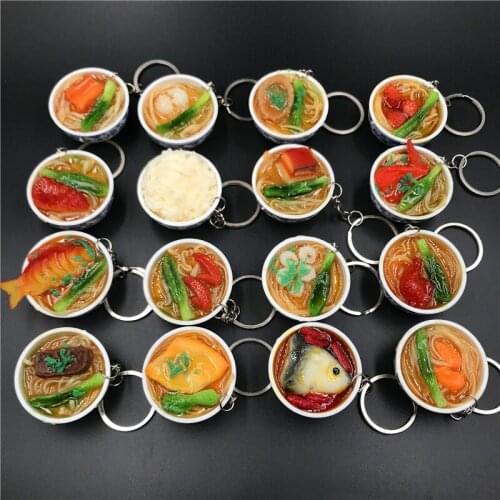Porcelain food bowl noodle key ring ring soup soup rice bowl steamed steamed bun pendant creative toy model