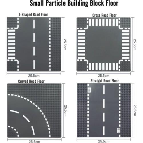 City Straight Crossroad Curve Building Blocks Base Plate For Small Size Bricks Road Baseplate Toys For Children 25.5x25.5cm