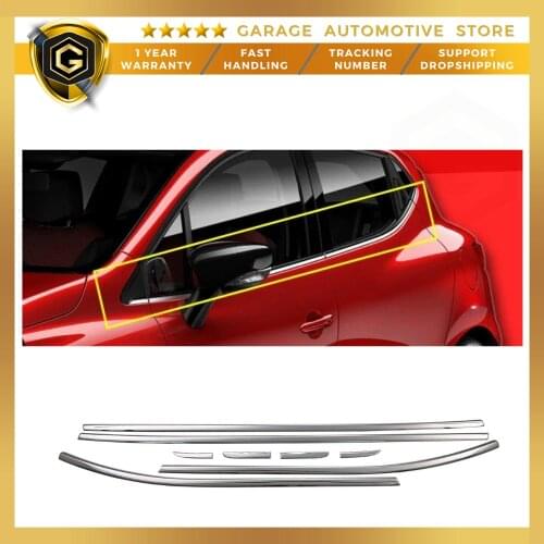 For Clio 4 HB Chrome Window Frame Trim 8 Piece 2012 Above