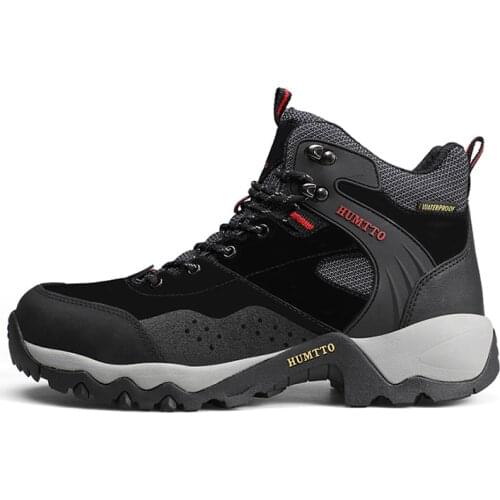 HUMTTO Mens Waterproof Trekking Boots Genuine Leather Outdoor Hiking Shoes Sports Sneakers Mountaineering Boots Walking Shoes