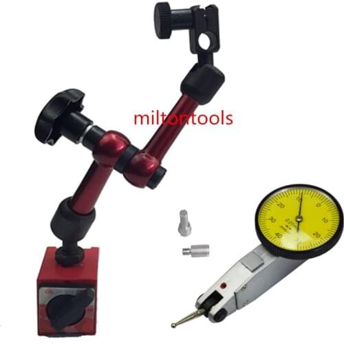 2 IN 1 0-0.8mm/0.01mm Dial test Indicator With Mini Universal Flexible Magnetic Base Holder Stand + Dial Test Indicator Gauge