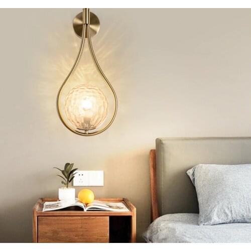 Personality creative living room metal wall lamp fashion modern minimalist model bedside glass wall lamp bedroom