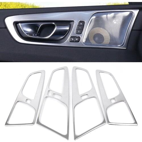 Interior Car Door handle Bowl Frame Protector Trim Decoration for Volvo XC60 2018 2019 XC 60 Silver Steel Auto Car Styling 4PCS