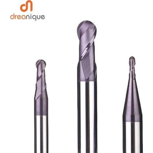 1pc ball nose end mill 2 flutes R0.5-R6.0 cnc end milling cutter for metal face and slot machining coated end mills for hrc50
