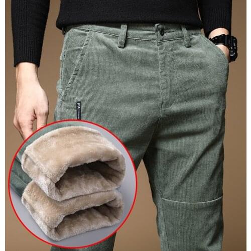Brown Black Trousers Men Plus Velvet men pants 2021 Thick Warm Winter Corduroy Pants Men Straight Regular Fit Clothing Size 38
