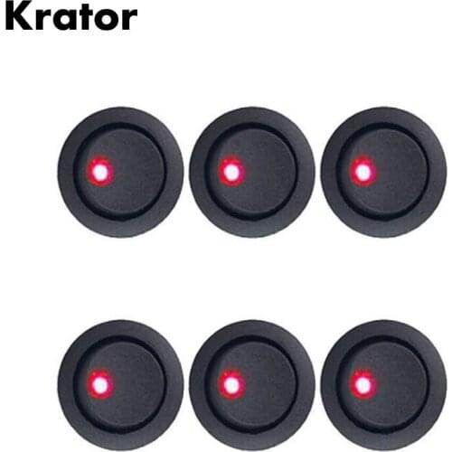 Krator 6Pcs Car 12V Round Rocker Dot Boat LED Light Toggle Switch SPST ON/OFF