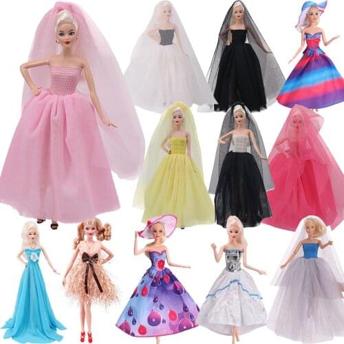Doll Clothes Barbies Wedding Dress Dollhouse Scene Decoration Accessories For Woman Girls Gifts For Barbies Clothes Party Skirt