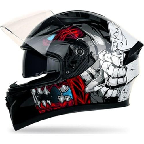 Motorcycle helmet racing sports car personality cool cover summer four seasons motorcycle double mirror full face helmet