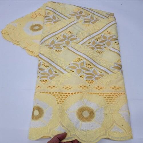 Pure Cotton Lace Fabric High Quality African Swiss Voile Lace With Stones Embroidery African Lace Fabric For Sew Clothes h22-34