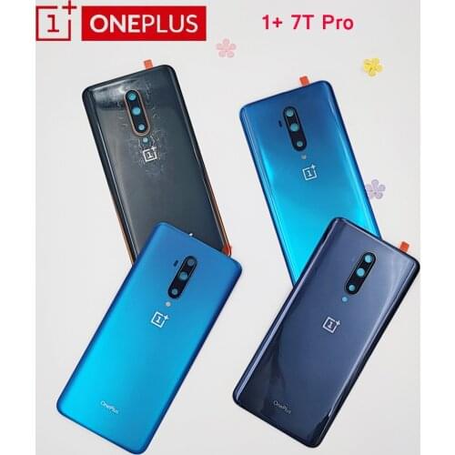 New Original Oneplus 7T Pro Battery Back Cover Door 1+ 7t pro McLaren Real Glass Housing Panel Case Replace Parts + Camera Lens