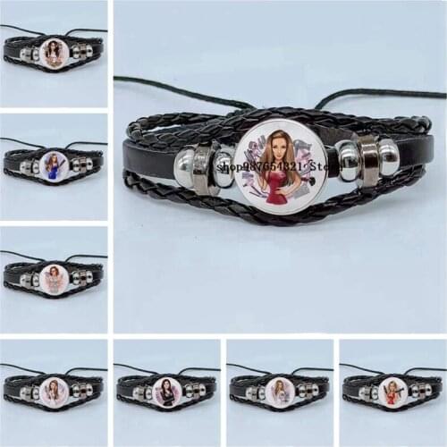 New style beauty salon bracelet, glass cabochon multi-layer braided leather bracelet, beautiful girl bracelet