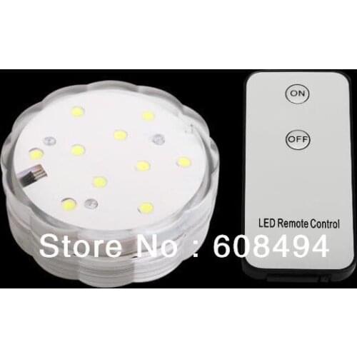 Battery operated remote control submersible 10 LED light Wedding Party light Base Vase RC light waterproof Candle Lamp-White
