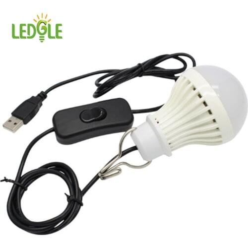 LEDGLE Portable LED Bulb Compact Camp Light LED Emergency Lights with Individual Switch USB Cable and Hanging Hook Warm White