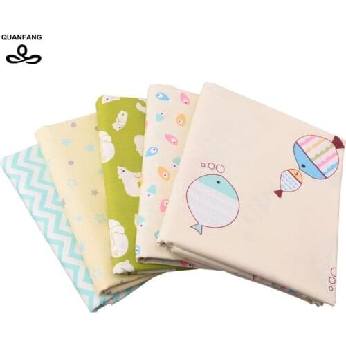 QUANFANG Printed Twill Cotton Fabric For Patchwork DIY Quilting Sewing Baby Children Pillow,Cushion,Material 50x160cm or 40x50cm