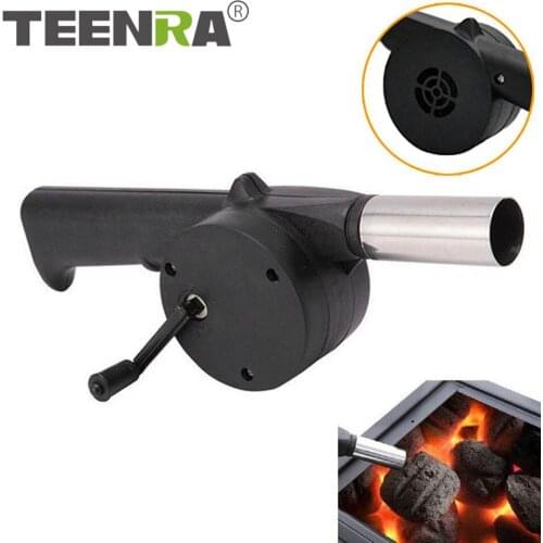 TEENRA Manual BBQ Fan Air Blower Hand-cranked BBQ fan Outdoor Barbecue Fire Picnic Camping Cooking Tools