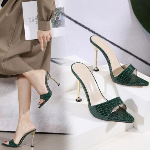 Thin Stilettos High-Heeled Sandals 2021 Woman Pumps Open Toes Fashion Party Female For New Pointed End Solid Color Womens Shoes