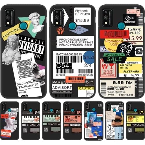 On Honor 9X Case For Huawei Honor 9X Pro 9 Lite X10 9A 9i 2018 V9 Play View 20 30 Note 10 V10 Case Label Barcode Silicone Cover
