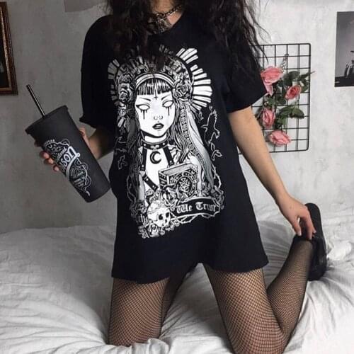 Dark Niche Printed Short-Sleeved Bag Hip Sexy T-Shirt