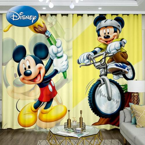 Disney Curtains Cartoon Donald Duck Mickey Mouse Boy and Girl Cute Bedroom Bay Window Blackout Short Curtain