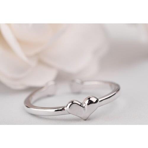 Hot Sale 925 Sterling Silver Heart Ring For Women Original Fine Jewelry Gift Open Adjustable Finger Ring