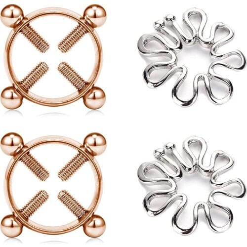 1 Pair Fake Nipple Rings Nipple Piercings for Women Stainless Steel Non Piercing Jewelry