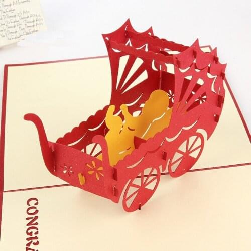 10pcs/lot baby car 3D Pop Card Baby Shower kirigami origami paper arts crafts 3d laser cut birthday postcards greeting cards