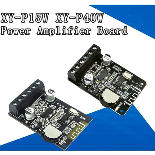 10W/15W/20W/30W/40W Stereo Bluetooth 5.0 Power Amplifier Board Module 12V/24V High Power Digital Amplifier XY-P15W XY-P40W