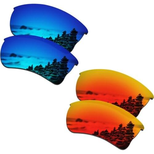 SmartVLT 2 Pairs Polarized Sunglasses Replacement Lenses for Oakley Quarter Jacket Ice Blue and Fire Red