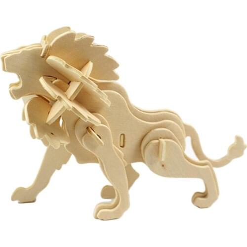 3D Wooden Blank Puzzles DIY Animal Model Crafts Kits Education Kids Toy Gift Animal Three Dimensional DIY Assembling Educational