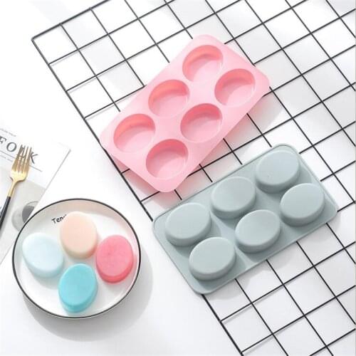 6 Cavity Oval Silicone Cake Mold Handmade Soap Molds DIY Fondant Cake Baking Mould Soap Making Tools Epoxy Resin Soaps Crafts