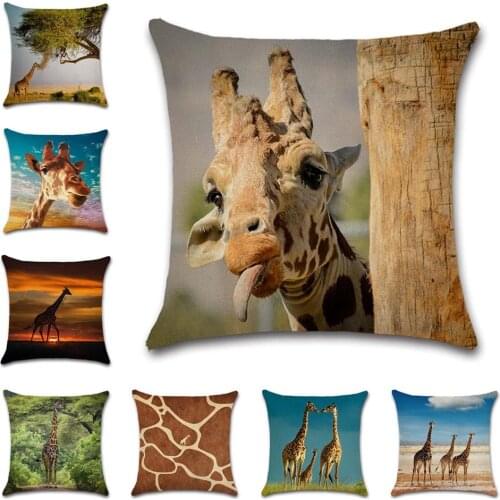 African Animal Giraffe Print Cushion Cover Decoration Home Throw Sofa Chair Car Friend Office Seat Gift Pillowcase