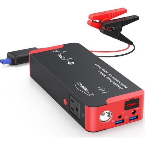 Car Jump Starter 22000mAH 2000A Peak Currrent 12V Auto Battery Booster 100W AC Output for Laptop QC3.0 Emergency Tool Power Bank