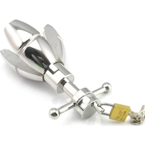 BDSM Anal Expander Retro Torture Device Butt Plug Lock Vagina Dilator Adjustable Stainless Steel Masturbator Adult Game Sex Toys