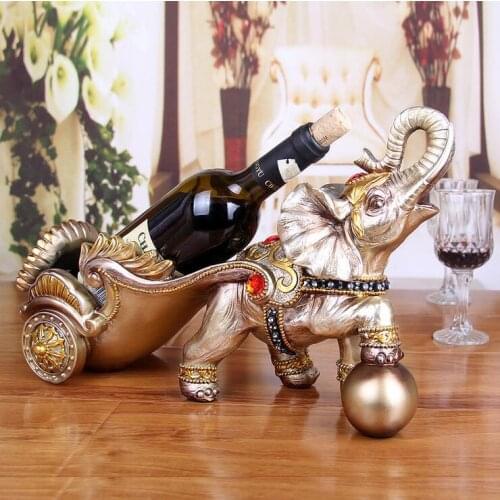 Free shipping Resin Crafts Continental Marathon and Elephant Pulling Wine Racks Business Gifts