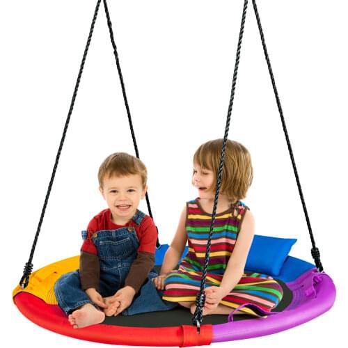 Babyjoy 40” Saucer Tree Swing Outdoor Round Platform Swing w/ Pillow & Handle NP10048CL