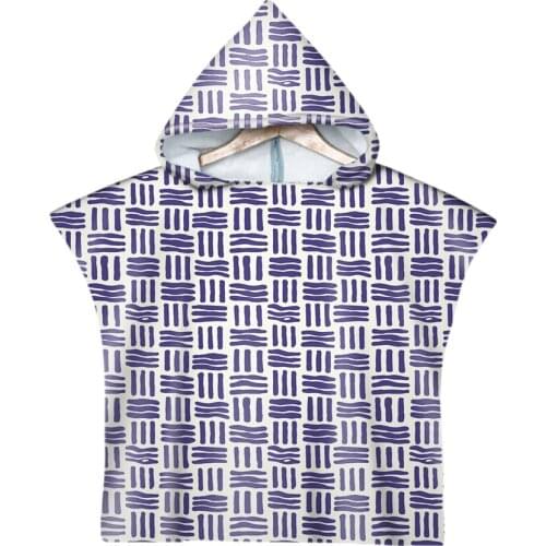 Free shipping Nordic Geometric Striped Waves Baby Kids Hooded Pool Swim Beach Poncho Towel Novelty Gift