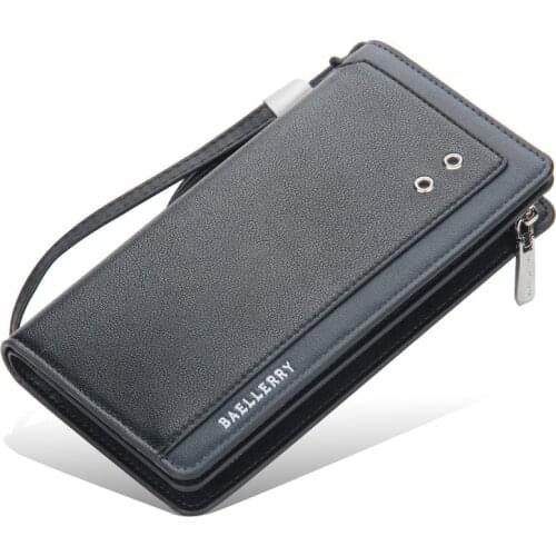 Mens Clutch Bag pu leather Multifunctional Long Wallet RFID Multi-Card Zipper Business Coin purse Passport Cover Card Holder