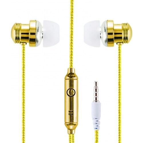 50% Off Electroplating Earphone In-Ear Wire Control Two-color Wired Subwoofer Headset Wired Earphone For Smartphones With Mic