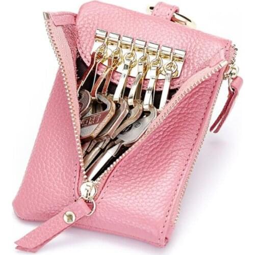 Genuine Leather 6 Key buckle Wallet Men Women Card Holder Organizer Pouch Car Key Money Bag Housekeeper Key Case Coin Wallets