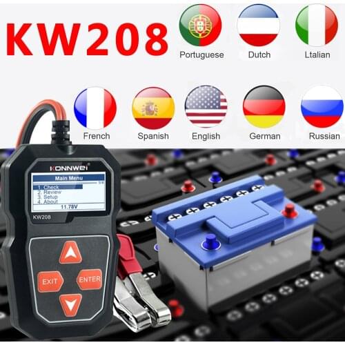 KW208 Car Battery Tester 12V 100 to 2000CCA Cranking Charging Circut Tester Battery Analyzer 12 Volts Battery Tools